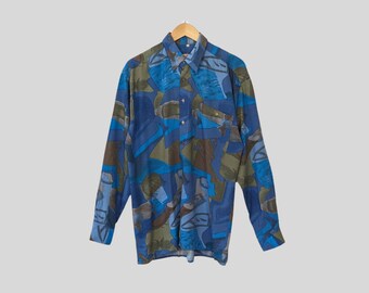 未使用【VINTAGE】80s 90s クレイジーパターン ビンテージシャツ 80～90s Vintage クレイジーパターン 切替デザイン レーヨン
