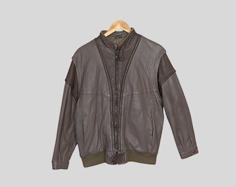 Vintage 90s Black Leather Bomber Jacket: Men's Size XL - Etsy