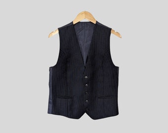 Exquisite 50s vintage pinstripe vest size 46 navy blue