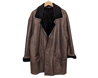 Cappotto in pelle di agnello vintage Christ con pelliccia, taglia XL, bomber