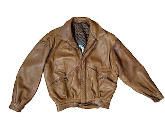 Ladies Vintage 80s Leather Jacket Size L Brown - Etsy