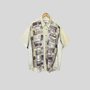 Vintage Bodoni Colorful Crazy Pattern Shirt, Size XXL, 90s
