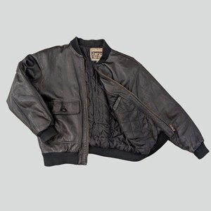 Veste en cuir vintage italienne noire XL/XXL, col montant années 80-90, cuir véritable, unisexe,