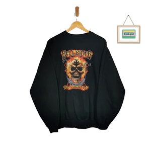 Hell Rider 90s USA Sweatshirt Oversize Skull Print Men&#39;s XL
