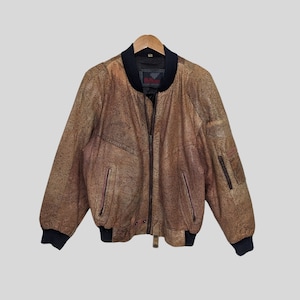 Vintage leather jacket men size L bomber style