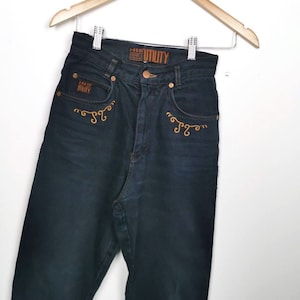 H.I.S embroidered 80s 90s ladies vintage jeans pants, high waist jeans XS/S
