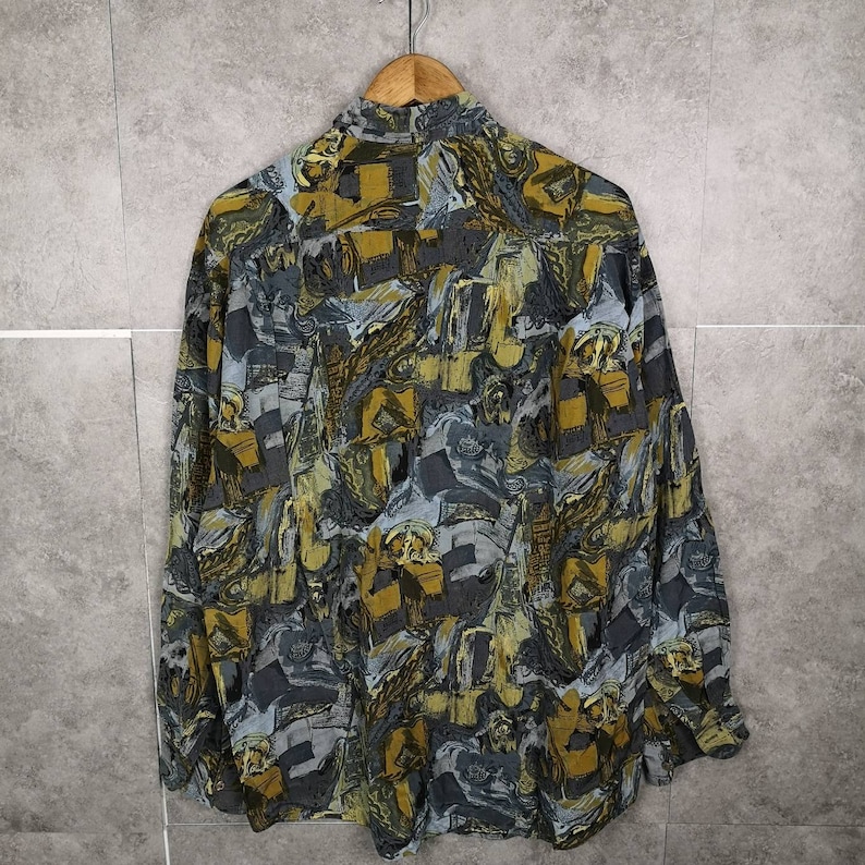 Vintage Crazy Pattern Shirt unisex M Boho Hippie Shirt Rare Original 80s 90s