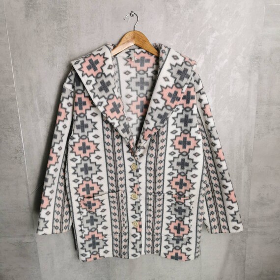 Rare! 80s Oversize Women Fleece Jacket Eye-catchin