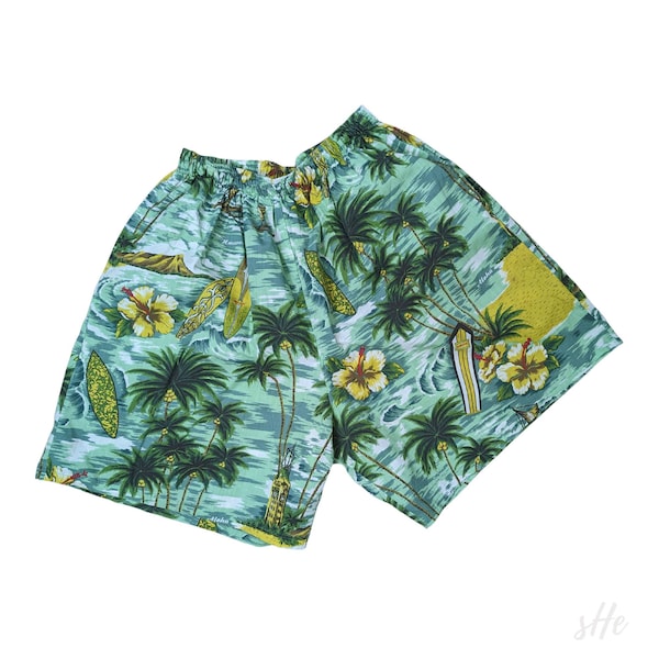 Costume da bagno corto XL vintage Hawaii originale - Costume da bagno da surf retrò anni '90
