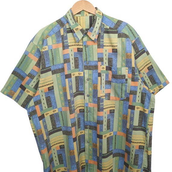 80s Shirt XL tall Geometric pattern colorful - image 2