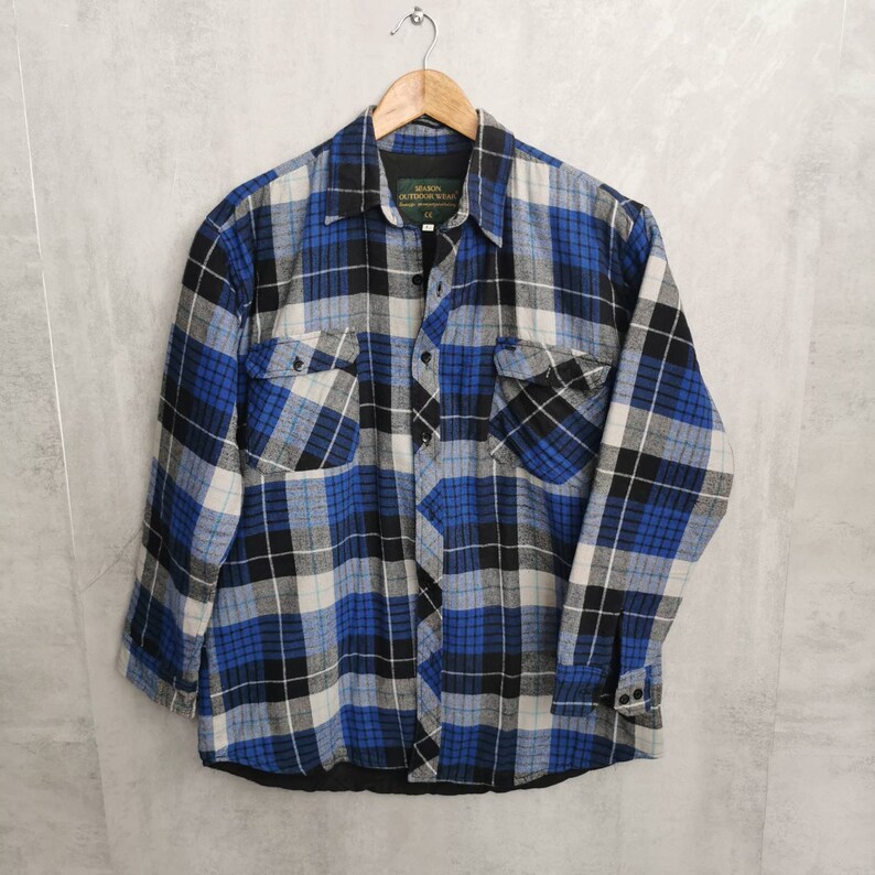 Men's 80s 90s flannel shirt jacket lined Outdoor Wear | Etsy