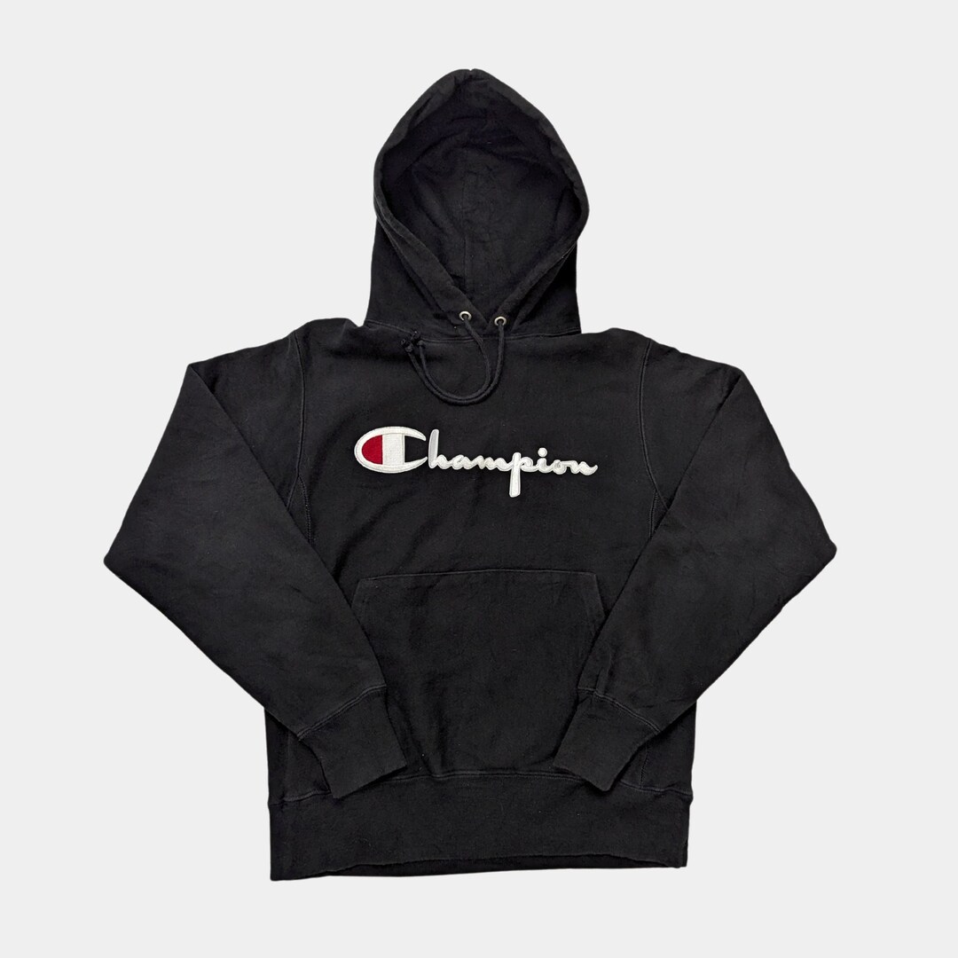 90s Champion Vintage Hoodie in Black - Men's Small (women's M) - Etsy