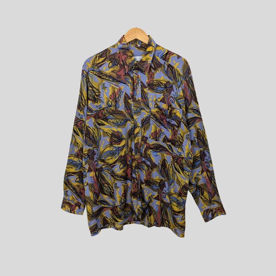 Vintage Hemd Art Design Langarm- Shirt, New Fast Viskose, Größe L 41/42