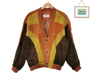 70er Crazy Leder Jacke XL Herren Bomberjacke Leder Blouson