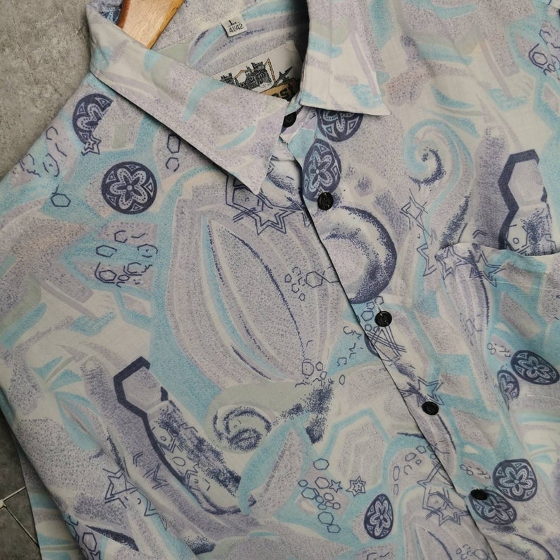 90s Southwest Castle Crazy Pattern Vintage Shirt Unisex L Navajo Boho Hippie Shirts