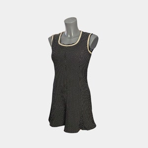 60s Vintage Polka Dot Dress | Black and White, Size 38