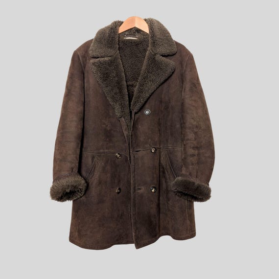 Vintage Wildledermantel Lammfell Damen L Herren M | 70er 80er Shearling Style | Made in France