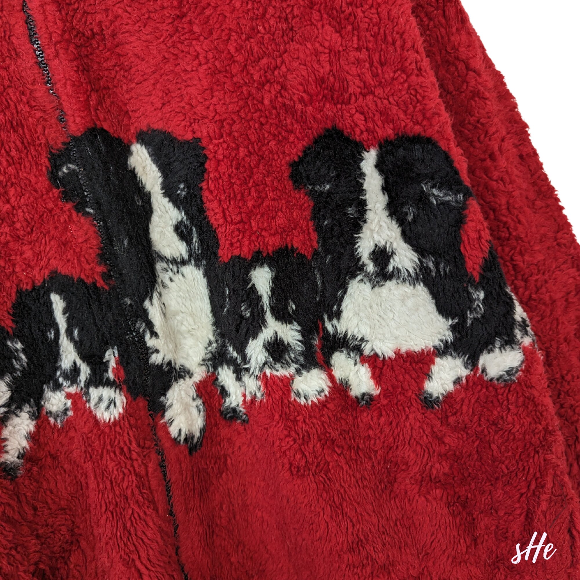 Women's Vintage 90s Fleece Jacket L Full Zipper Dog Prints Etsy