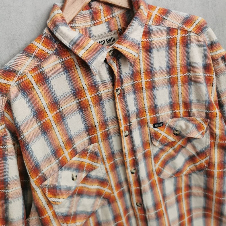 Rare Teddy Smith Vintage Flannel Shirt 80s Plaid Shirt Grungestyles Cotton Shirt Longsleeve Size L