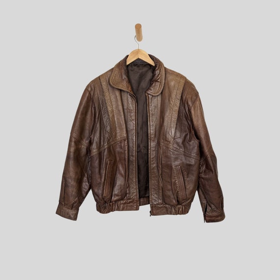 80s - vintage レザージャケット　キャメル　ブラウン　バルスター 型 Ladies Vintage 80s Leather Jacket Size L Brown - Etsy