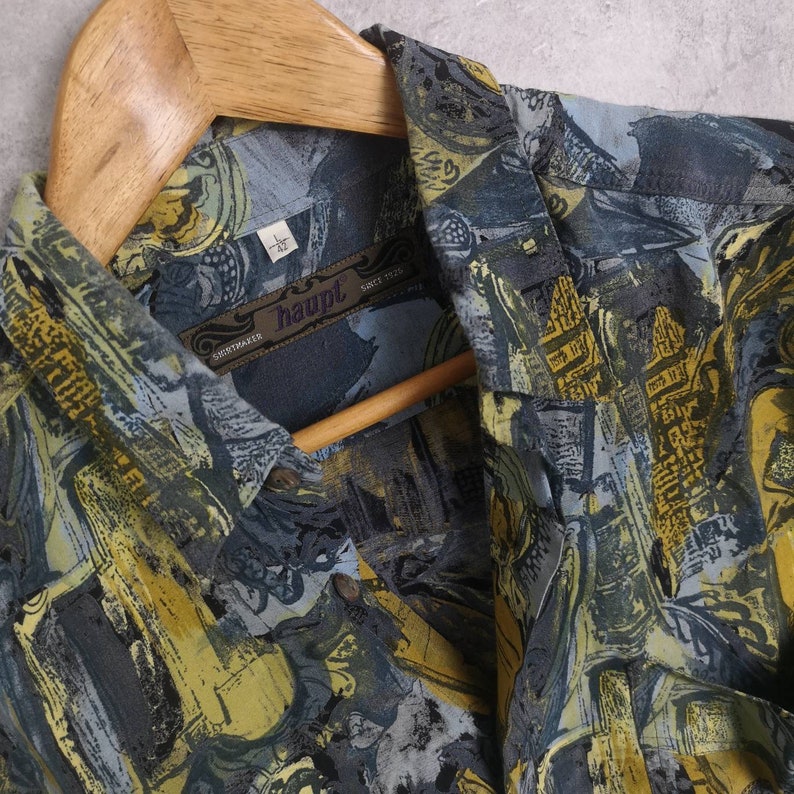 Vintage Crazy Pattern Shirt unisex M Boho Hippie Shirt Rare Original 80s 90s