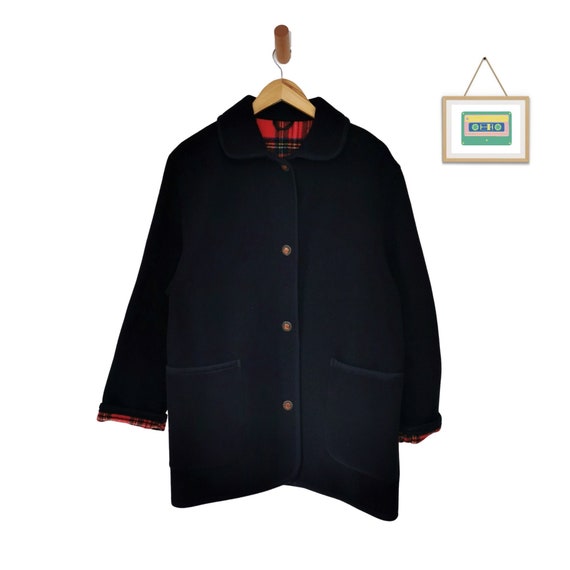 Loden Coat Italy Vintage Wool Coat L-XL With Checkered Loden Coat Italy Vintage Wool Coat L-XL With Checkered
