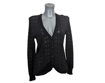 Vintage cardigan wool S new wool black