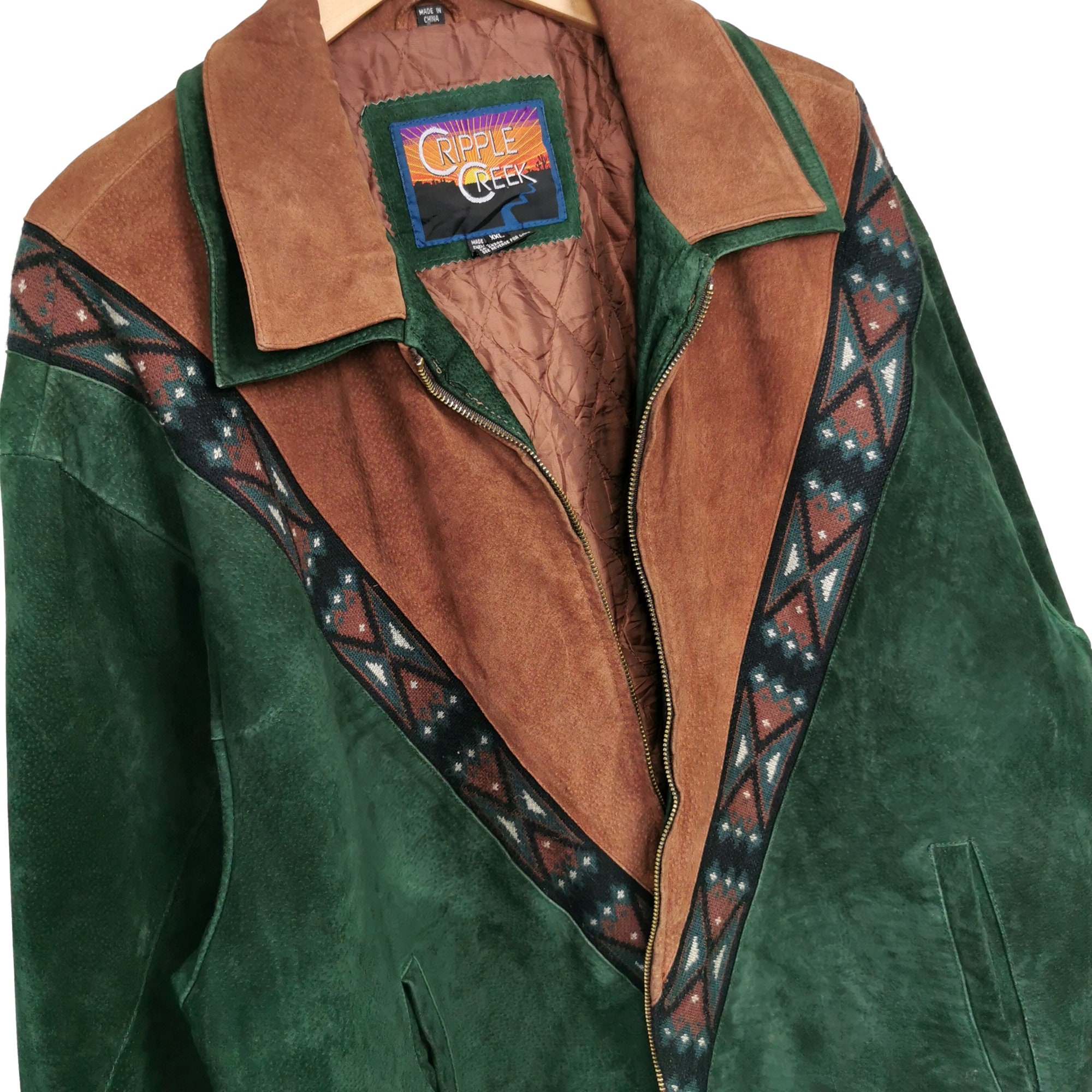 70s Crazy Suede Jacket XXL Men's Aztec Navajo Leather Jacket 70s Crazy Suede Jacket XXL Men's Aztec Navajo Leather Jacket