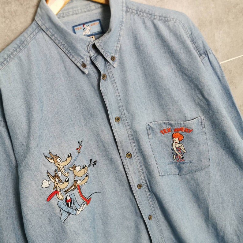 Rare Tex Avery 90s vintage jeans shirt/ original 95a Vintage | Etsy