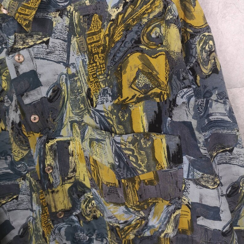 Vintage Crazy Pattern Shirt unisex M Boho Hippie Shirt Rare Original 80s 90s