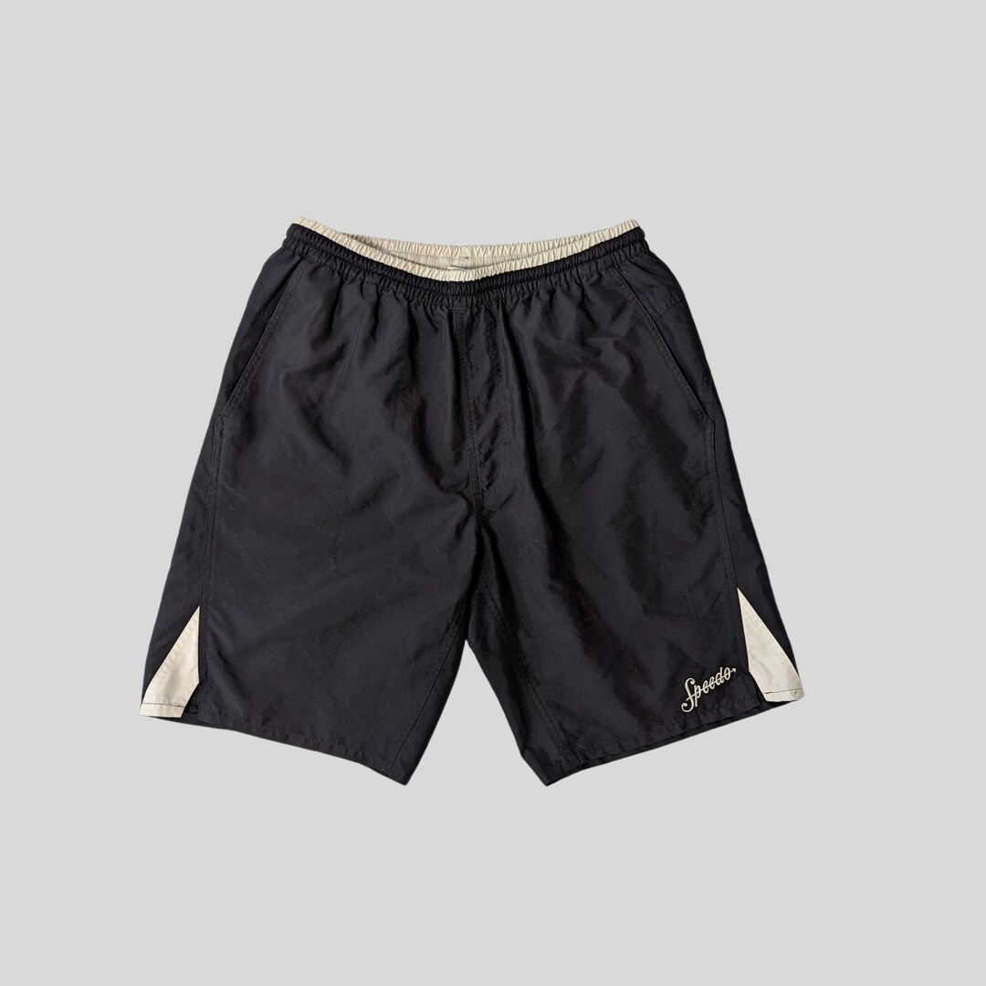 Speedo Vintage Swim Shorts, Size M | Black and Beige, Like New - Etsy, image size:1080x1080