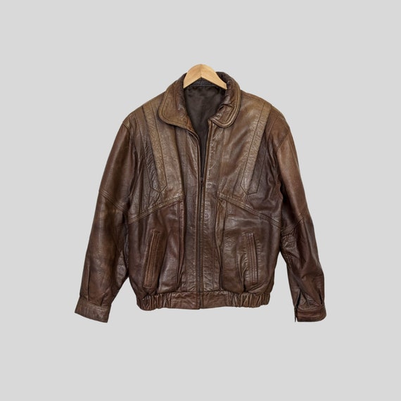 ジャケット・アウター vintage 90's lamb leather blouson brown 90's Leather Jacket, Retro Brown Leather Jacket, Vintage