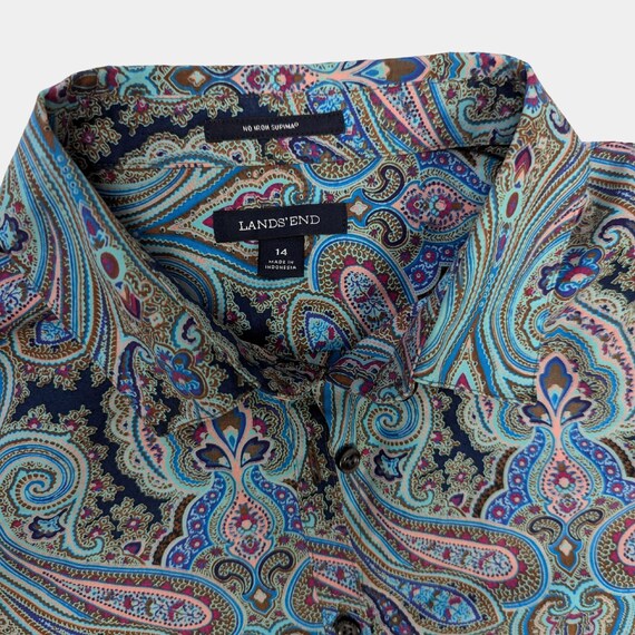 90s lands end paisley shirt BD cotton 【公式通販】