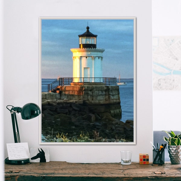 Portland Breakwater Lighthouse, Maine. Digital Print Fine art Photography Nautical printable Travel gift East Coast Atlantic Bug Light Maine