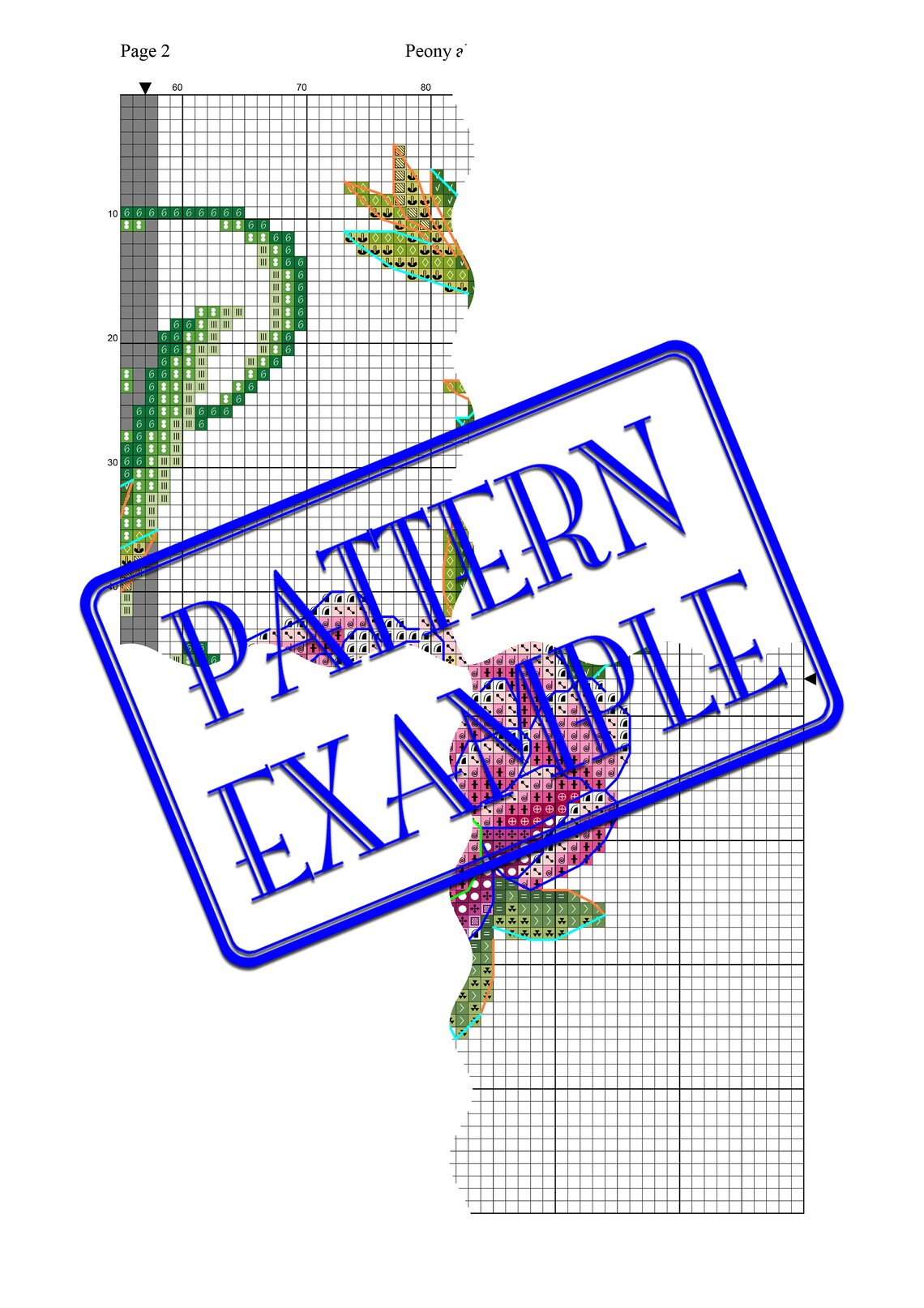 Personalized Cross Stitch Letter E of Peonies Cross Stitch Etsy