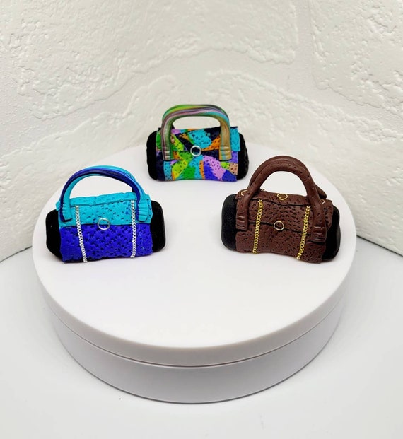 Polymer Clay Handbag 30 X 45 X 20mm Handmade Chunky Solid