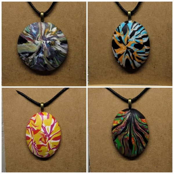 Handmade Polymer Clay Pendant Necklace, Unique Artisan OOAK Statement Jewellery