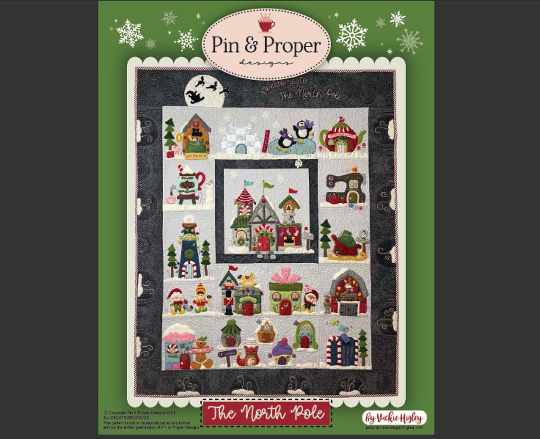 North Pole Quilt Pattern PDF, Christmas Quilt Pattern, Felted Wool