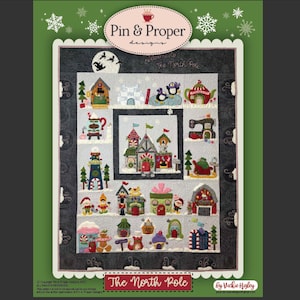 North Pole Quilt Pattern PDF, Christmas Quilt pattern, felted wool applique, hand embroidery, quilt pattern download, sewing patterns PDF
