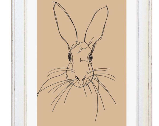 LINE HARE, Framed Open Edition Fine Art Giclée Print, from an original Simple Line illustration, by Gerald Bright