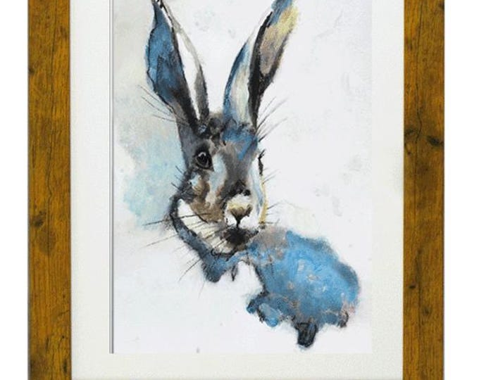 FLUFFY HARE, Framed Limited Edition Fine Art Giclée Print, from an original Mixed Media painting, by Gerald Bright