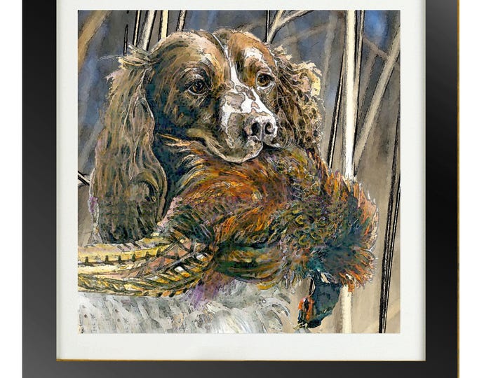 GUNDOG, Framed Limited Edition Fine Art Giclée Print, from an original Line and Wash illustration by Gerald Bright