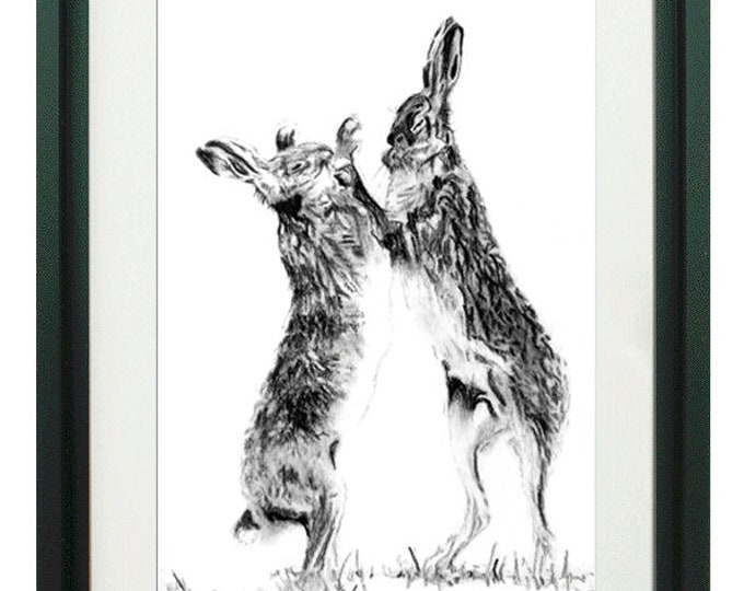 BOXING CLEVER, Framed Limited Edition Fine Art Giclée Print, from an original Charcoal illustration, by Gerald Bright