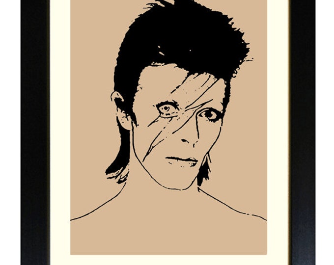 DAVID BOWIE, Framed Limited Edition Fine Art Giclée Print, from an original Line illustration, by Gerald Bright
