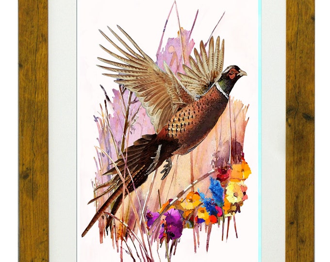 FAGIANO (Pheasant), Framed Limited Edition Fine Art Giclée Print, from an original Watercolour illustration, by Gerald Bright