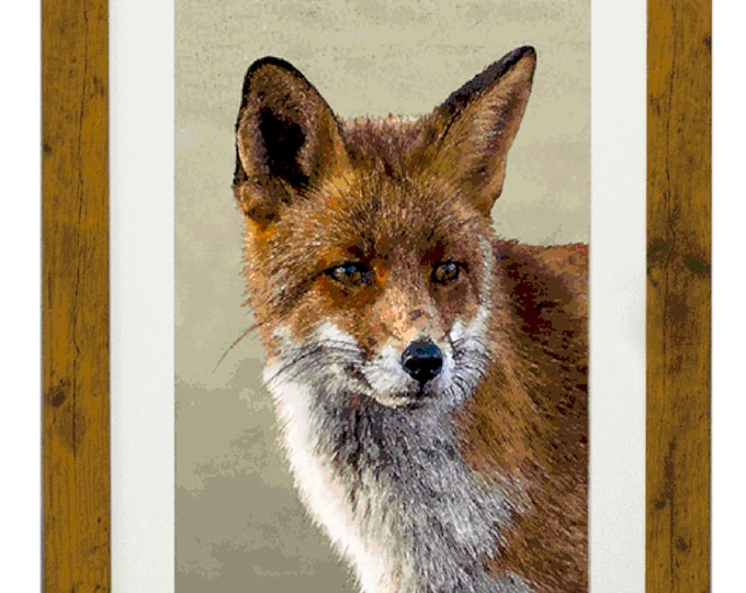 VOLPE ROSSA, Framed, Open Edition Fine Art Giclée Print is from an original Line and Wash illustration, by Gerald Bright.