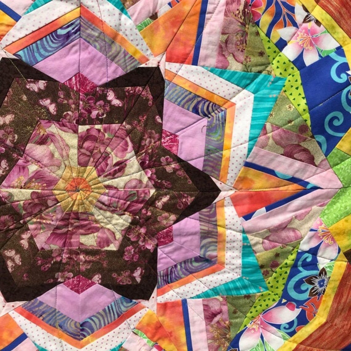 Kaleidoscope Quilt/wall Hanging/blanket/handmade/colorful/vibrant
