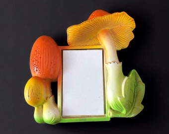 Vintage 1973 Miller Studio Orange Yellow Mushroom Chalkware Notepad Wall Plaque