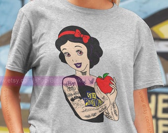 T-Shirt Black Male Woman Child Men Women Women Top Snow White Snow White Disney Punk Tattoo