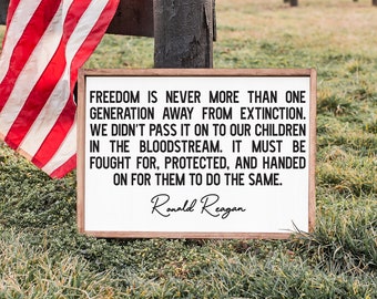 Reagan Quote On Freedom Patriotic Wall Art Ronald Reagan Quote Freedom Military | Etsy